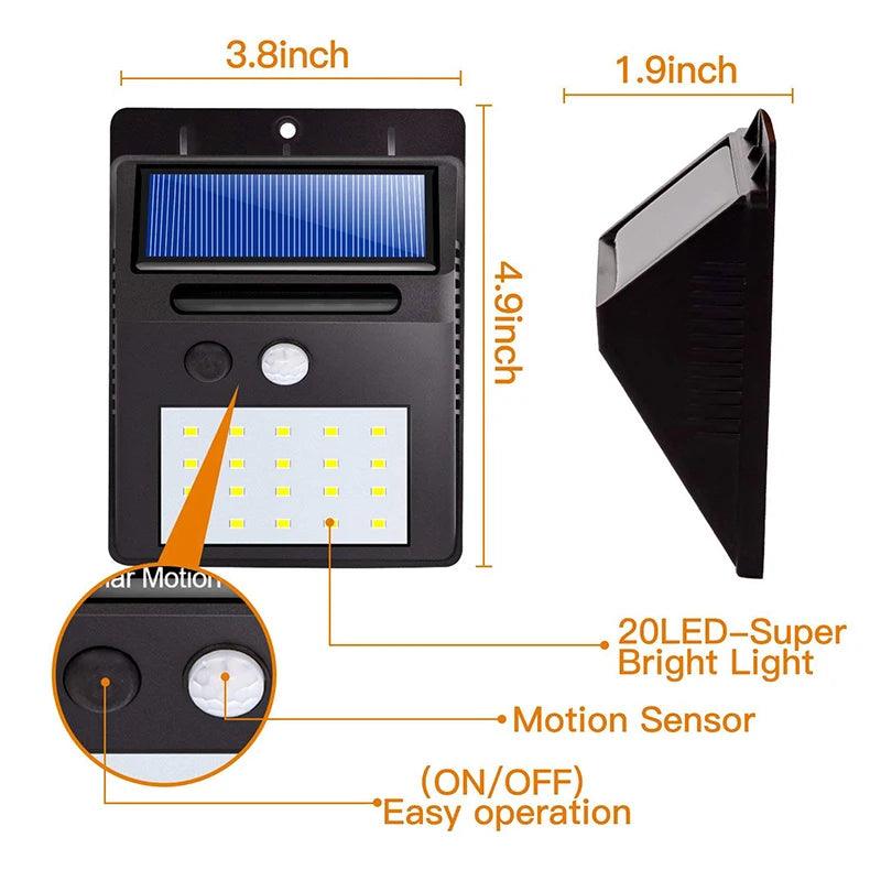 Luminária Solar com Luz LED e Sensor de Presença Automático